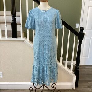 Elegant Blue Lace Dress